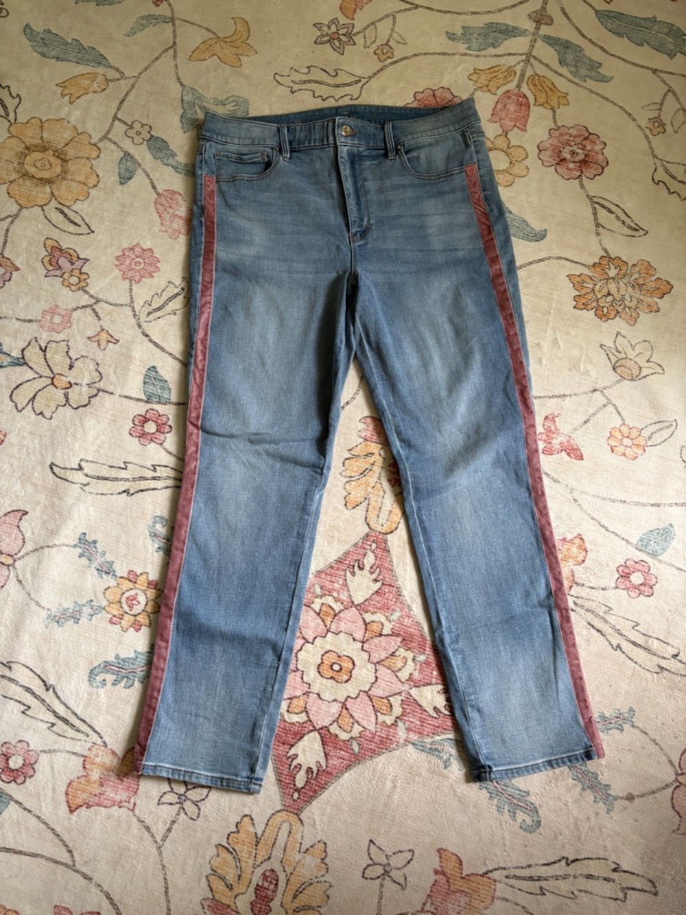 White House Black Market The Slim Ankle Jeans with Rose Side Stripe